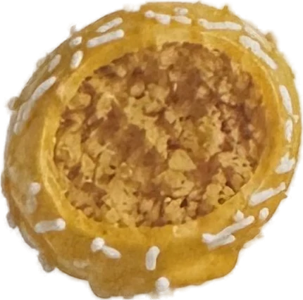 Lemon Magic 8 Ball cake pop, cut open